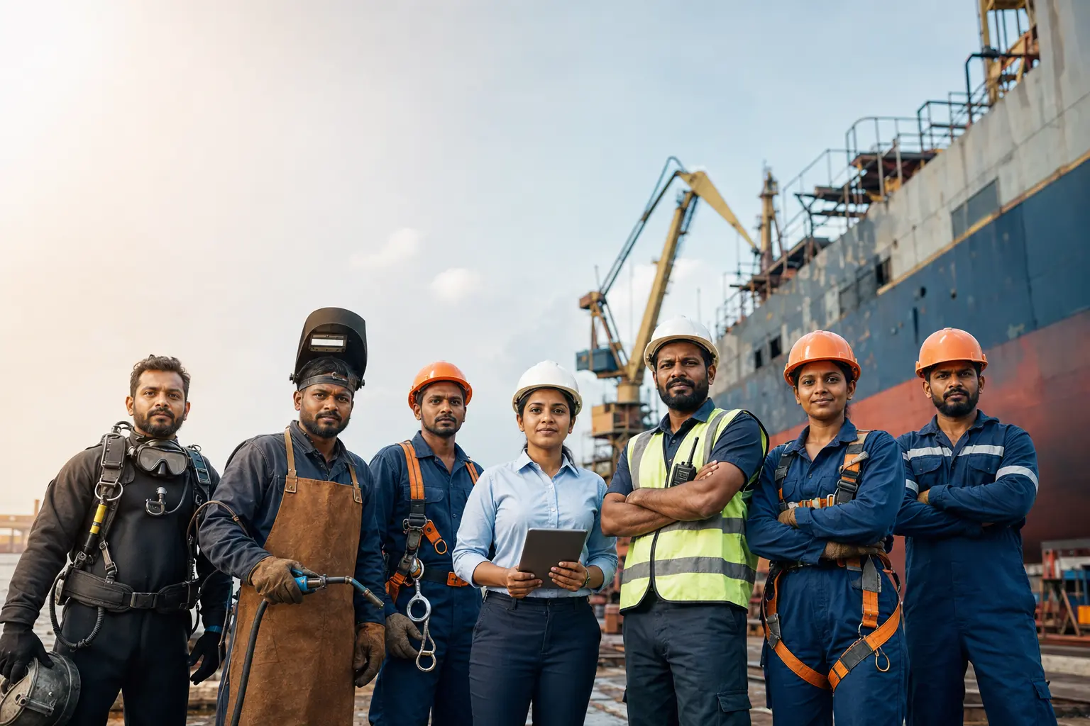 Skilled industrial manpower team prepared for project mobilisation
